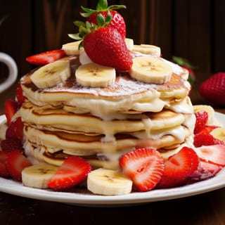 Pancakes with Banana and Strawberry