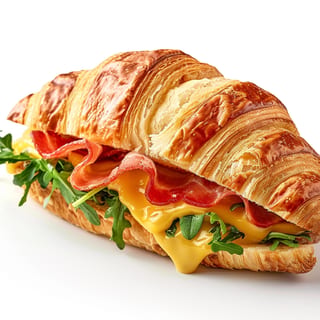 2 Eggs with Ham on a Croissant