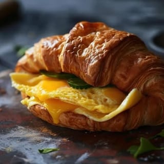 2 Eggs with Bacon on a Croissant