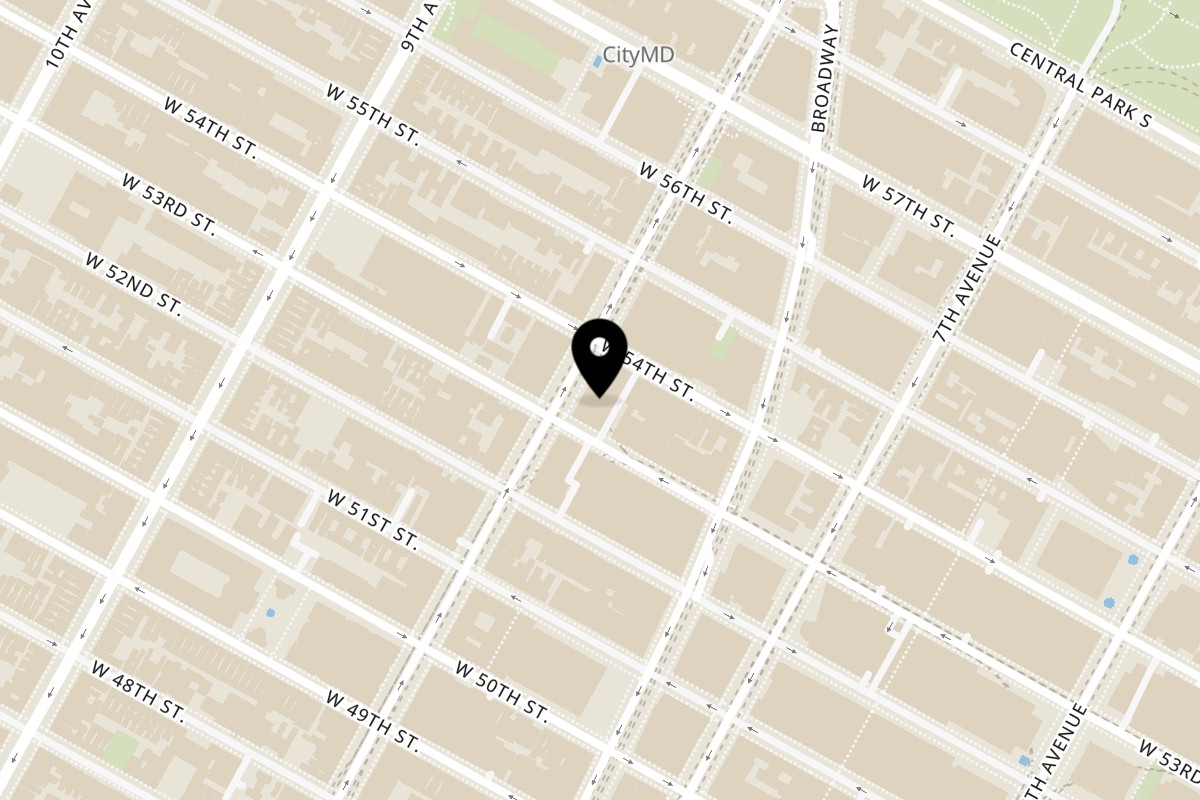 Map showing the location of Cascade on 900 8th Ave in New York